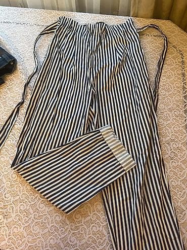 qadin şalvarlari: Zolaqlı şalvar – hündür belli, kəmərli model - Naxış: Dikey zolaqlar — 3