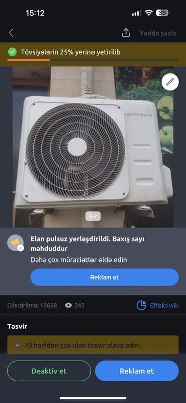 люстра вентилятор баку: Kondisioner Hoffmann, 40-45 kv. m, Split sistem, Kredit yoxdur — 1