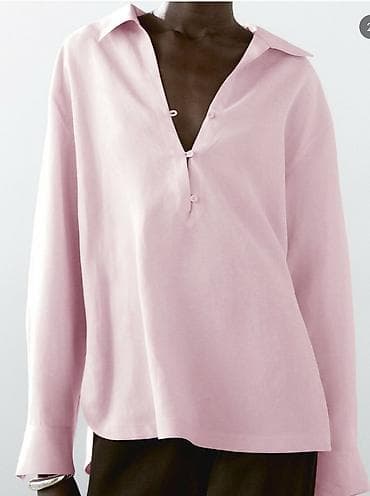 Massimo Dutti qadın köynəyi – açıq çəhrayı rəng. - Model: oversize — 1