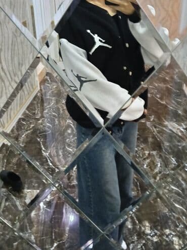 ag jaket: Unisex beyzbol üslublu jaket (qara-ağ) - Rəng: gövdə qara, qol — 2