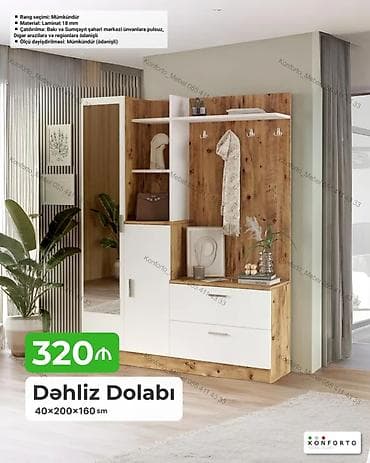 skafi: **Dəhliz Dolabı** Qiymət: 320 ₼ Məhsulun xüsusiyyətləri: * — 1