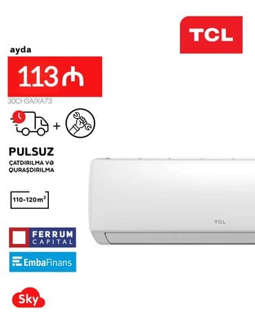 yerdən kondisioner: Kondisioner TCL, Yeni, 100-dən çox kv. m, Split sistem, Kredit var, Pulsuz quraşdırılma — 1