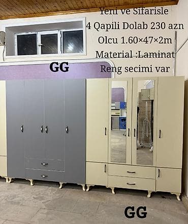 dolab kombi: 4 Qapili Dolablar Endirimle 230 azn Yeni ve Sifarisle Olcu 1.60×47×2m — 4