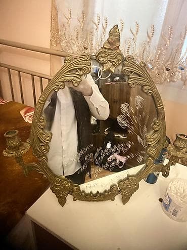 ev ucun guzgulər: Güzgü Masaüstü, Oval, Dekorativ, Şamdanla — 1