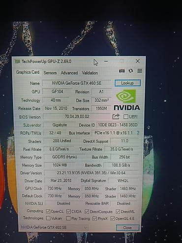 gigamax internet paketi: Videokart Gigabyte GeForce GTX 460, < 4 GB, İşlənmiş — 5