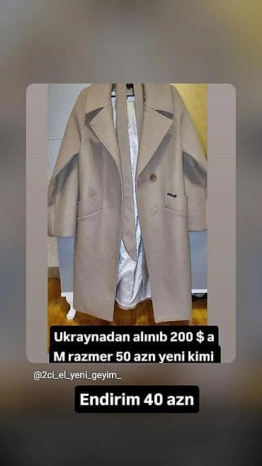 alt geyim: Bej rəngli qadın palto - Ölçü: M - Ukraynadan alınıb, ilkin qiymət — 1