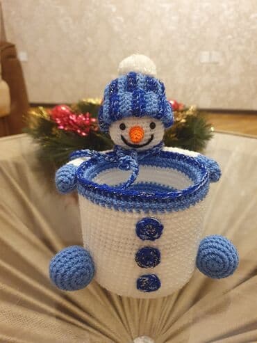 Əl işidir . ☃️Akril iplə toxunma. Gözəl hədiyə . Ручная вязка .☃️