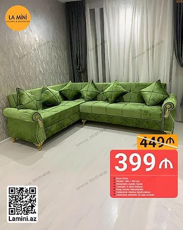 klassik divan: Угловой диван, Раскладной, С подъемным механизмом, Велюровая ткань, Бесплатная доставка в черте города — 1