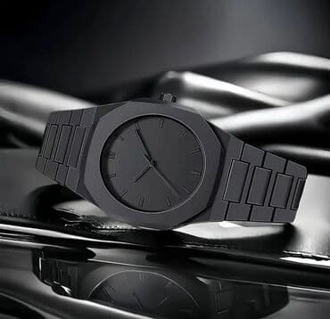 el fecr saat: Minimalist dizaynlı tam qara qol saatı - Korpus və bilərzik: mat qara — 2