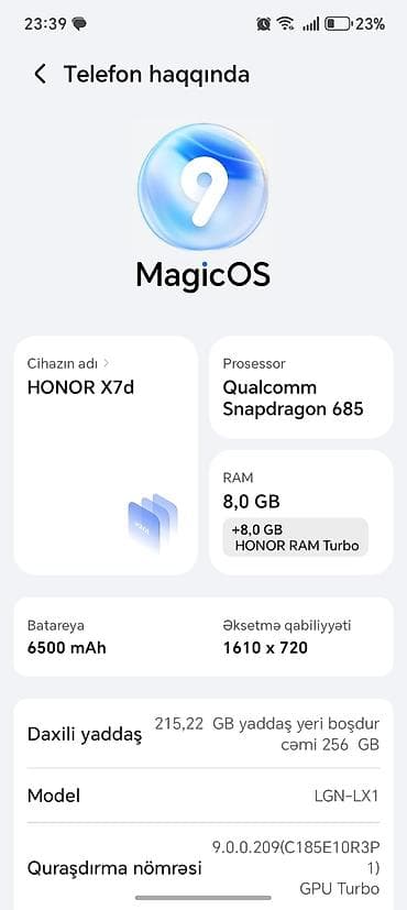 Honor X7d, 256 GB, rəng - Qara