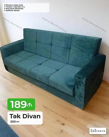 Tək divan – 200 sm - Açılan, bazalı mexanizm: rahatlıqla yataq