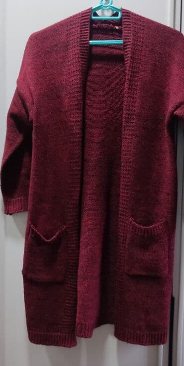 yun qadın koftaları: Qadın kardiqanı – bordo rəng - Model: açıq, düyməsiz kardiqan - Rəng — 4