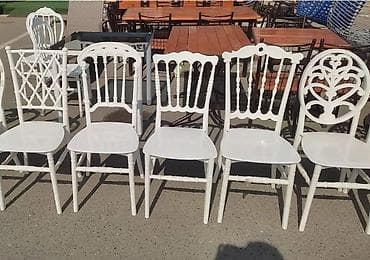 Ağ rəngdə klassik üslubda banket/kafe stulları. - Material: möhkəm