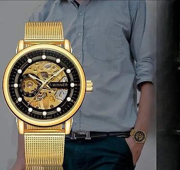 qizil saatlar instagram: Новый, Наручные часы, Winner, цвет - Золотой — 2
