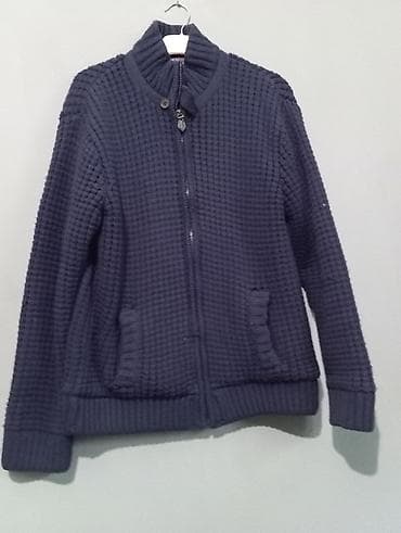 Sviterlər: Tünd göy rəngli kisisviteri/jaketi - Qalın, xırda kvadrat teksturalı — 1