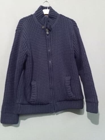 белые мужские кофты: Tünd göy rəngdə toxunma jaket/sviter - Qalın, teksturalı (kvadrat — 1