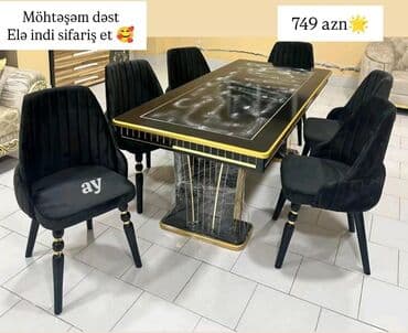 pivə çəni: Qonaq otağı üçün, Yeni, Açılmayan, Dördbucaq masa, 6 stul — 1