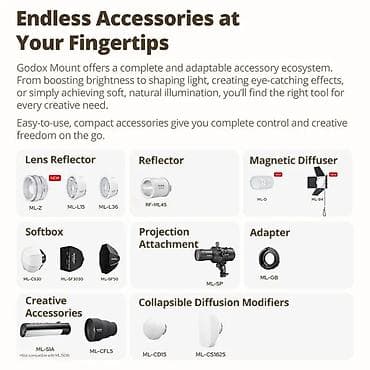 video light: Godox ML80Bi – kompakt, modullu, iki rəng temperaturlu COB LED işıq — 9