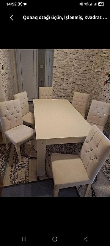 masalar ve stullar: Qonaq otağı üçün, Dördbucaq masa, 6 stul — 1