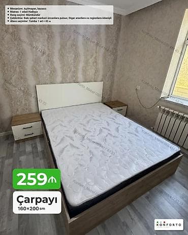 Çarpayı – 160×200 sm - Mexanizm: açılmayan, bazasız - Matras: 1 ədəd — 1