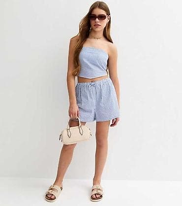 İki hissəli yay dəsti – mavi-ağ zolaqlı - Komplekt: strapless top + — 1