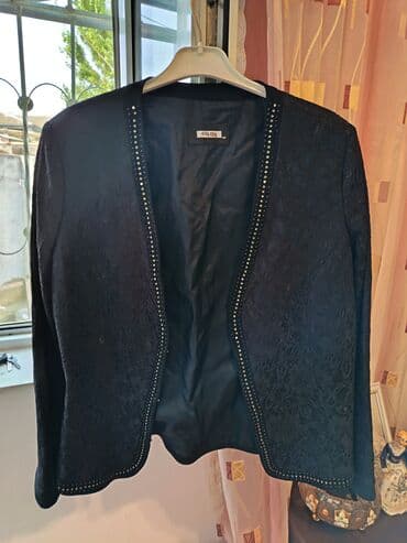 женские кардиганы большого размера: Qadın jaketi – GILDA, ölçü 44 - Rəng: qara - Model: düyməsiz, açıq — 1