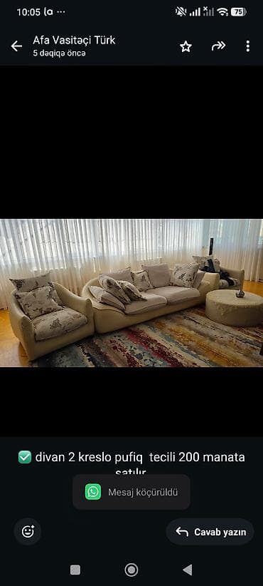 ✅ divan 2 kreslo pufiq tecili 200 manata satılır.
Unvan bayıl*afa3223 lalafo.az -da ✅ divan 2 kreslo pufiq tecili 200 manata satılır.
Unvan bayıl*afa3223