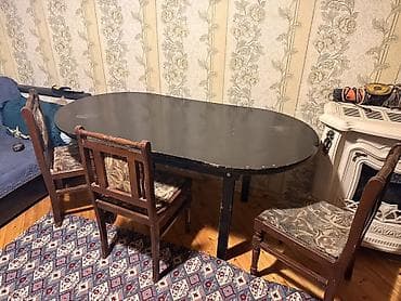 stol stul metbex ucun: Qonaq masası, Açılmayan, Taxta, Oval masa — 1