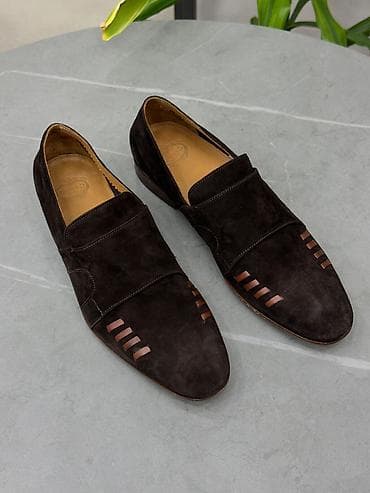 ayaggabı: Kişi üçün mokasin tipli dəri ayaqqabı - Material: təbii zamşa (üst — 2