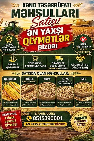 Kənd təsərrüfatı məhsulları satışı Təzə və keyfiyyətli məhsullar: -
