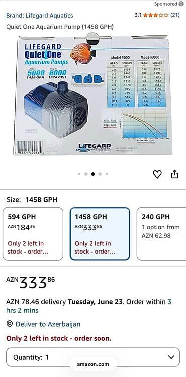 Akvarium aksessuar və ləvazimatları: Lifegard Quiet One Aquarium Pump – Model 5000 / 6000 - Akvarium — 7