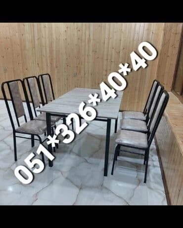 Masa və oturacaq dəstləri: Qonaq otağı üçün, Yeni, Açılan, Dördbucaq masa, 4 stul — 17