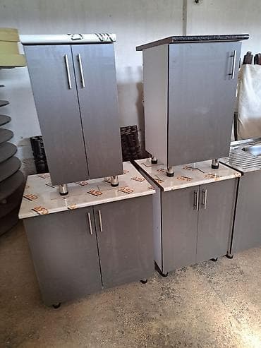 metbex wkafi: Mətbəx dolabı dəsti – boz rəng, müasir dizayn - Komplekt: aşağı modul — 2