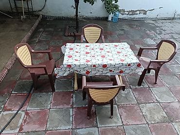 stullar: Plastik açıq hava dəsti – 1 masa + 4 oturacaq - Material: möhkəm — 2