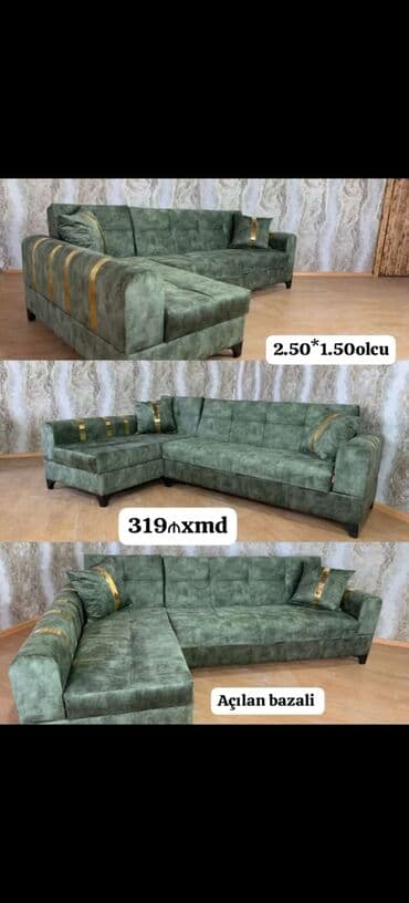 künc divan mətbəx: Künc divan, Açılan, Bazalı, Parça — 4