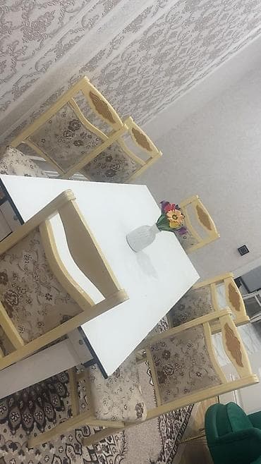 ev üçün stol stul: Qonaq otağı üçün, Dördbucaq masa, 6 stul — 1