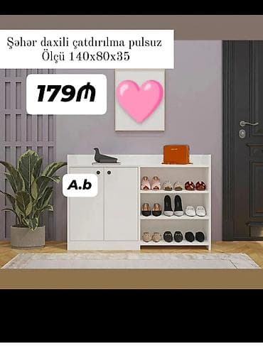 ayakkabı dolabı: Ayaqqabı dolabları – müxtəlif model və ölçülər 1) Model: Ağ yan rəfli — 9