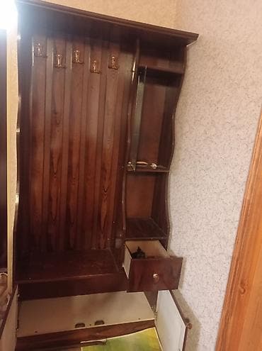 ütü masası şkaflı: Qonaq/dəhliz üçün çoxfunksiyalı asılqan-modul - Material: tünd qoz — 3