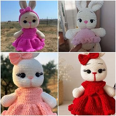 oyuncaqlar: Amigurumi dovşan oyuncağı – əl işi toxunma - Material: yumşaq — 1