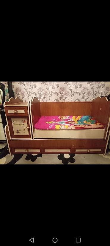 usaq dolab mebel: Uşaq çarpayısı və mini şkaflı-çekmecəli dəst - Material: ağac/laminat — 1
