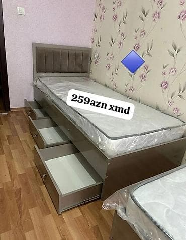Çarpayılar: Yeni, Təknəfərlik çarpayı, Bazasız, Matras ilə, Siyirməli — 1
