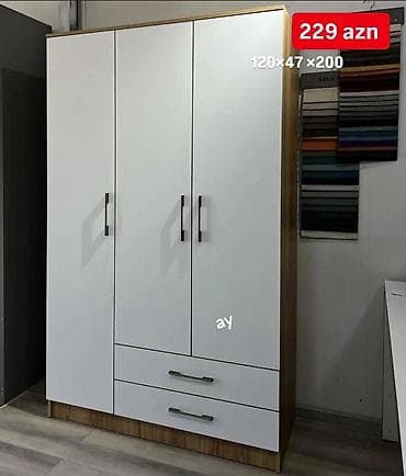 Üç qapılı paltar dolabı - Ölçü: 120 × 47 × 200 sm (eni × dərinliyi ×