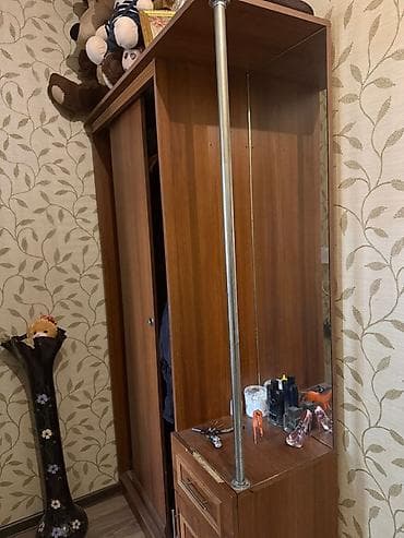 шкаф купе стенка: 1 дверь, С зеркалом, Коричневый, Другой материал, Купе, Прямой шкаф — 2