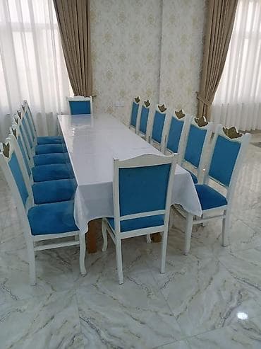 130x80 masa: Qonaq otağı üçün, Açılmayan, Dördbucaq masa, 12 stul — 1