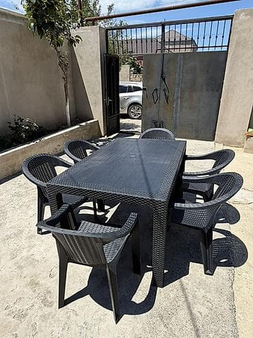Bağ/balkon üçün masa və 6 ədəd stul dəsti - Material: yüksək — 3