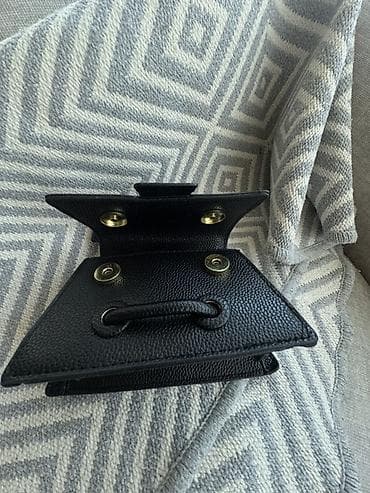Сумки: Qara mini dəri çanta - Material: teksturalı (qozalı) süni/dəri — 2