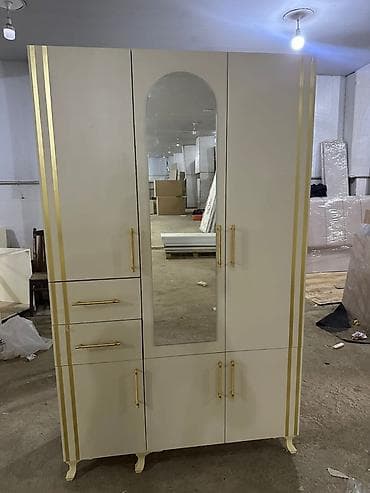 dolab dehliz: 3 qapılı, Güzgülü, Bej, Digər material, Açılan, Düz dolab — 1