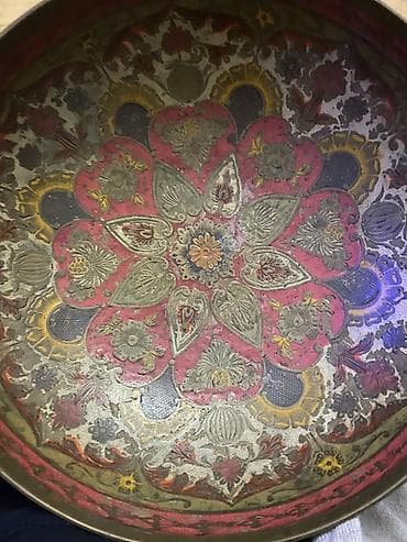 papag sekilleri: Hindistan istehsalı bəzəkli mis/bronz siniy - Material: mis və ya — 1