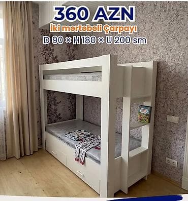 taxta ref: İki mərtəbəli çarpayı – 360 AZN Ölçülər: D 90 × H 180 × U 200 sm — 1