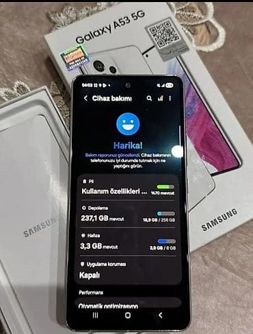 samsung fold 4: Samsung Galaxy A53 5G, 256 GB, rəng - Ağ, Barmaq izi — 2